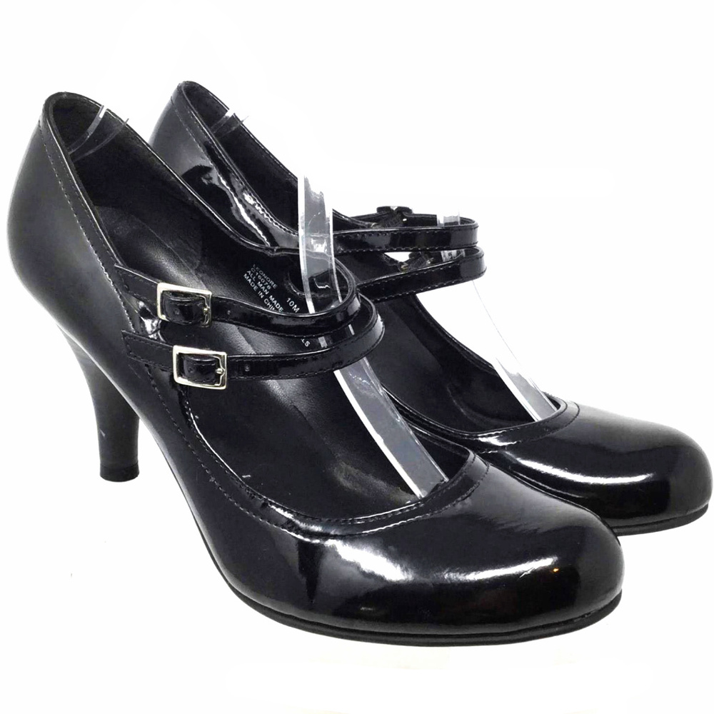 Girl Mia Women Heels Sz Us 10M Black Double Strap